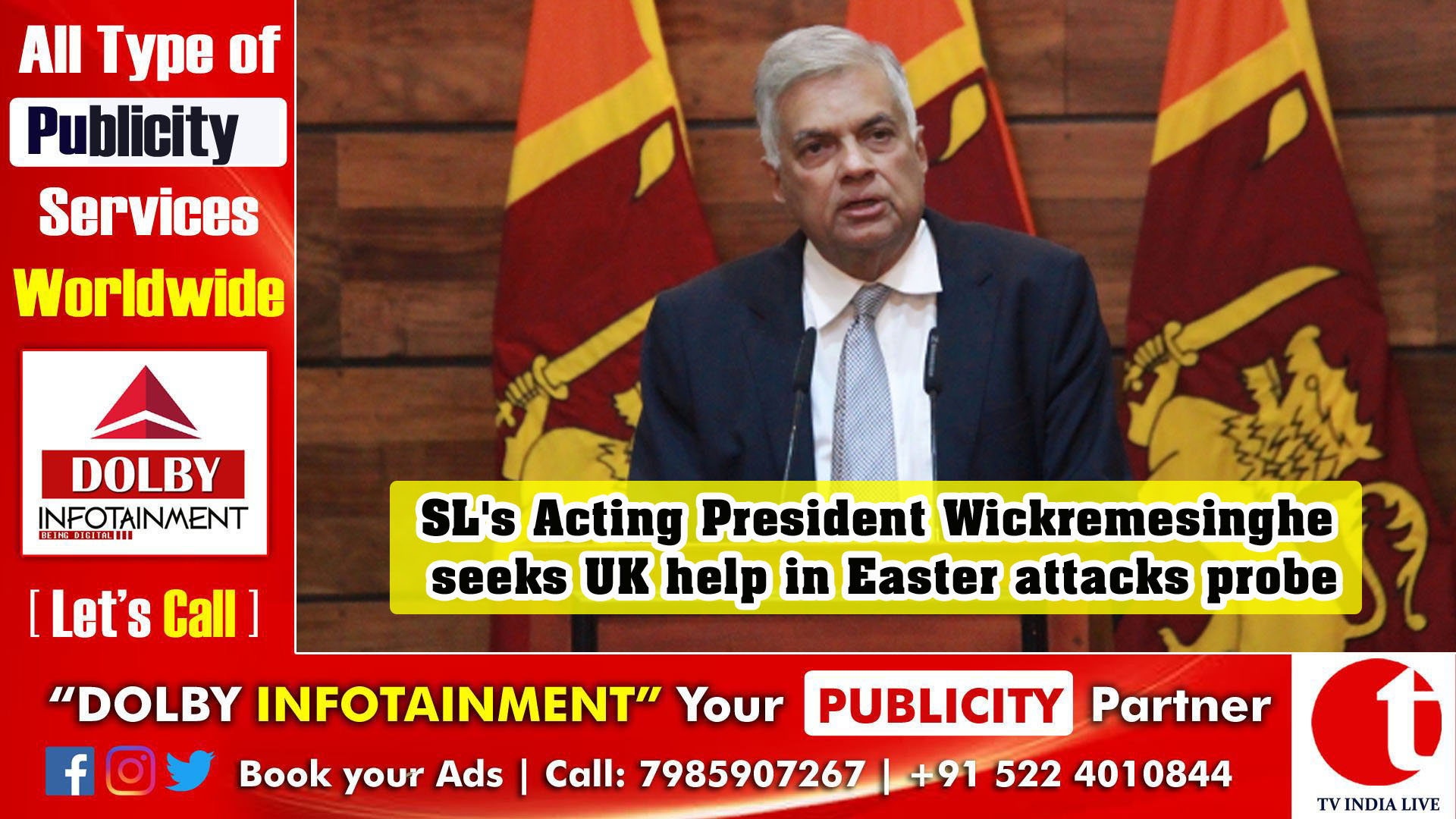 Sri Lanka's Acting President Wickremesinghe seeks UK help in Easter attacks probe