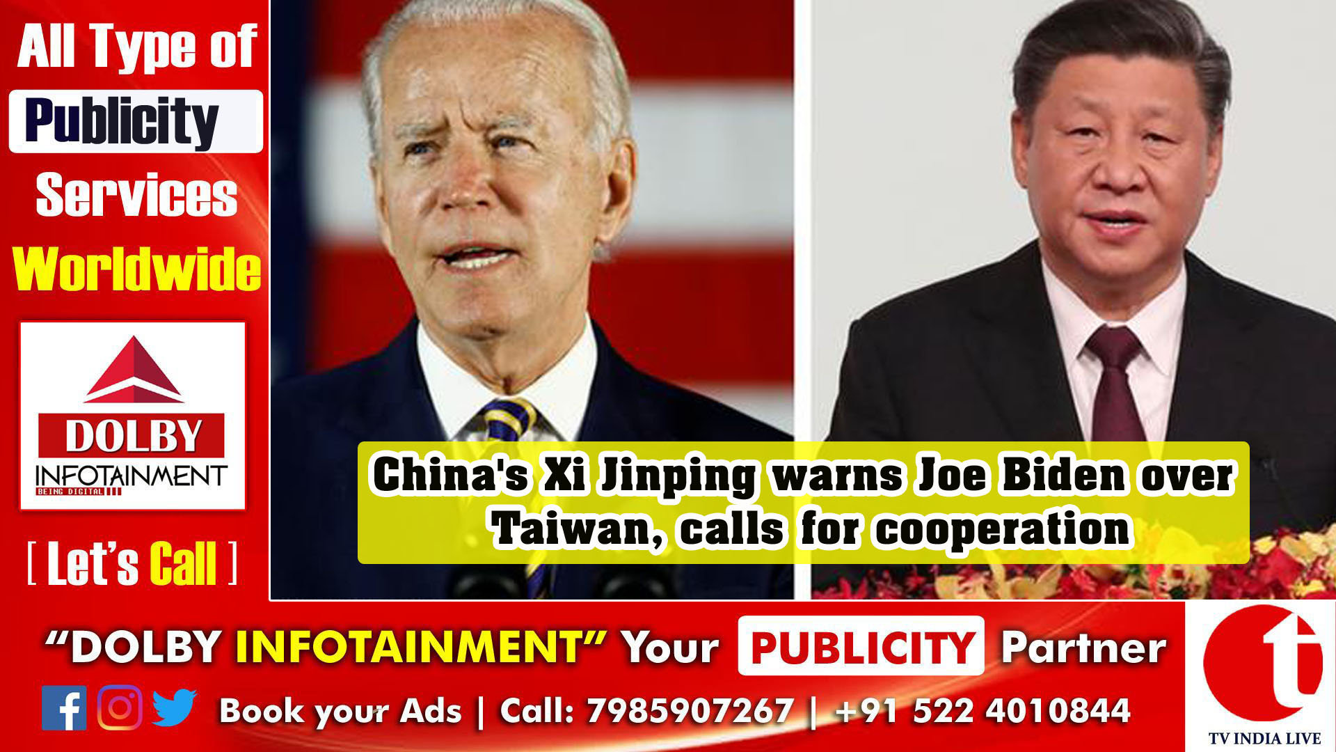 China's Xi Jinping warns Joe Biden over Taiwan, calls for cooperation