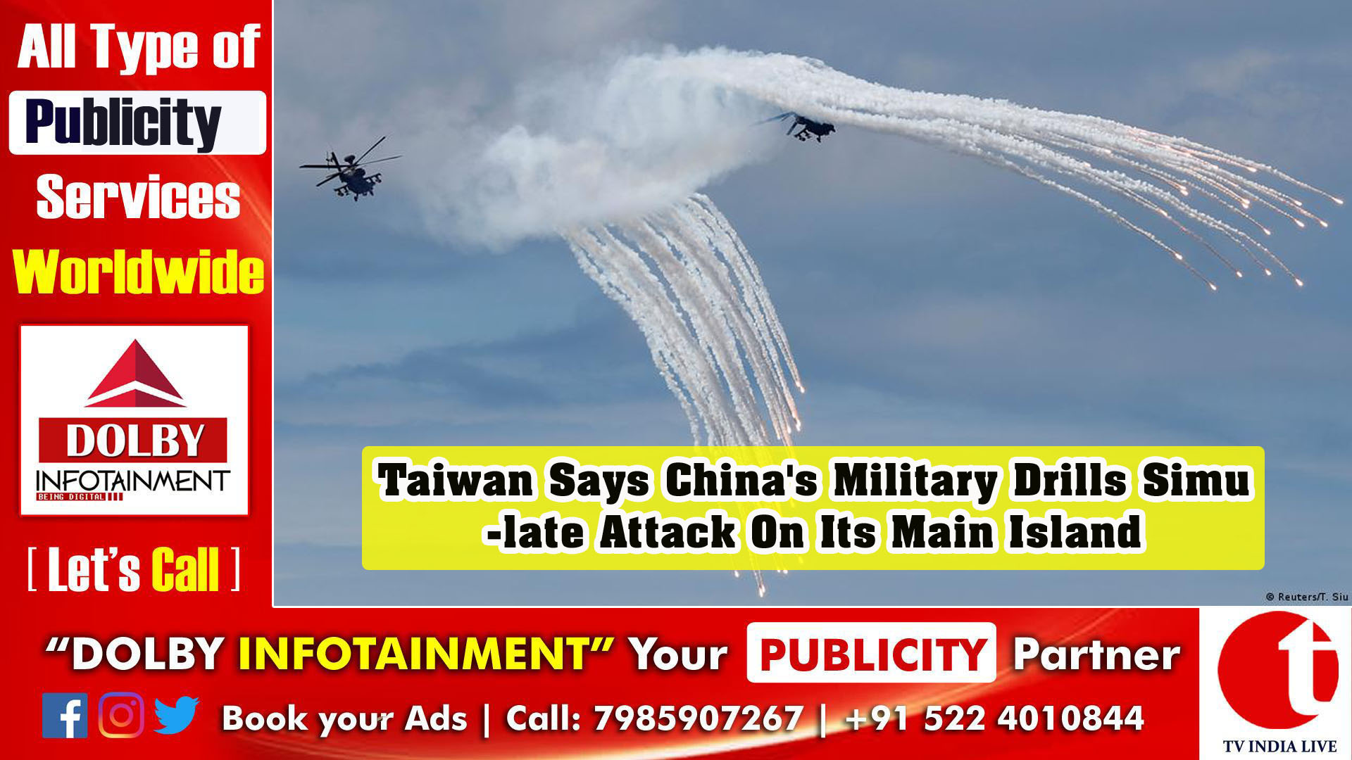 Taiwan Says China's Military Drills Simulate Attack On Its Main Island
