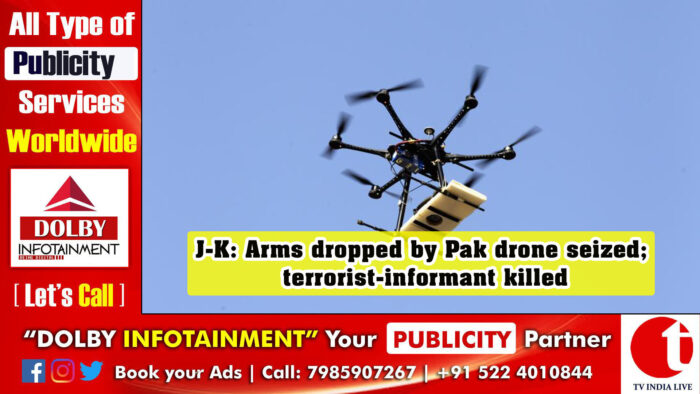 J-K: Arms dropped by Pak drone seized; terrorist-informant killed