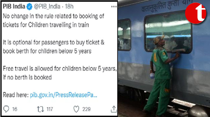 No changes in rules for booking tickets for kids: Railways