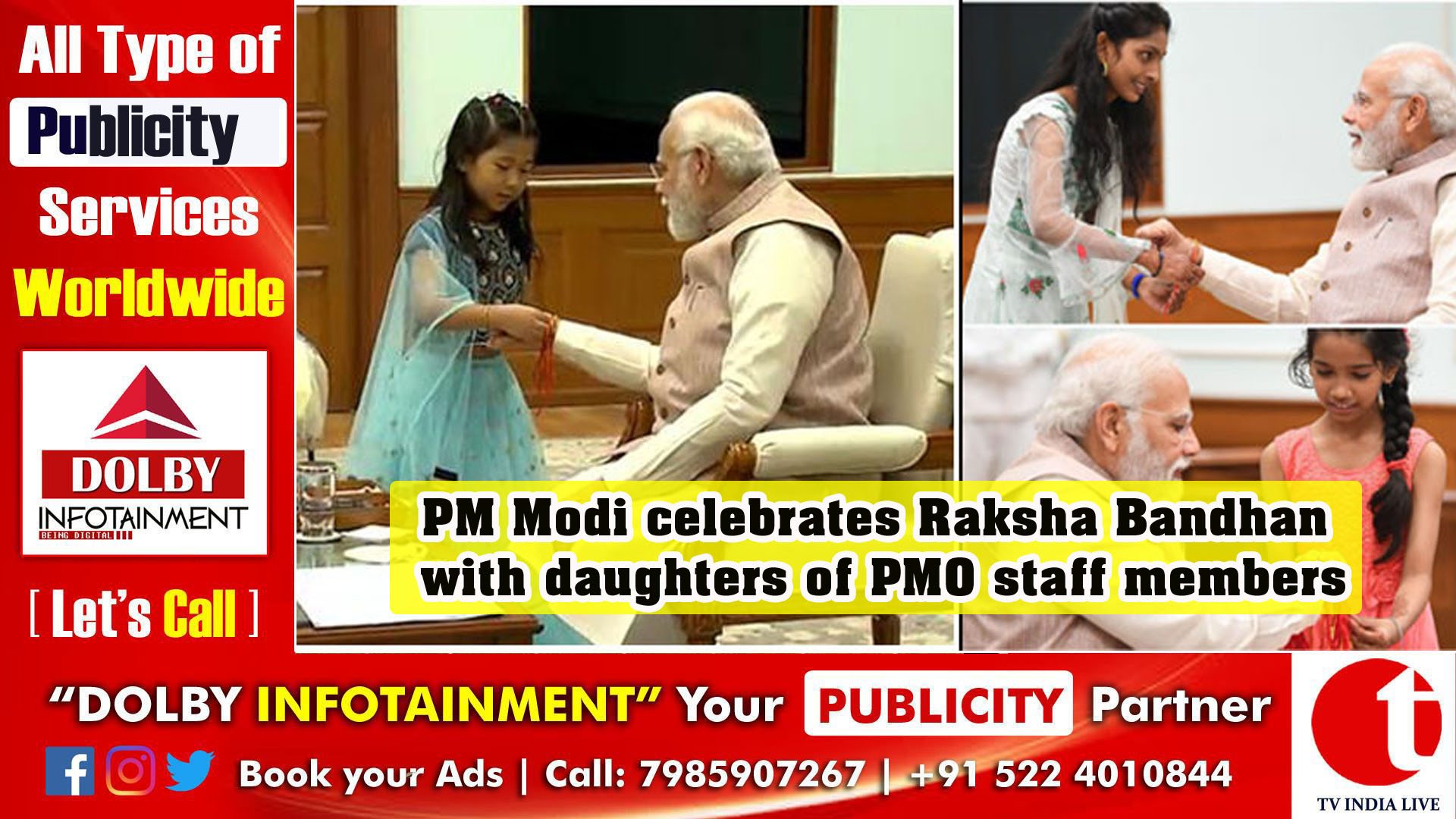 PM Modi celebrates Raksha Bandhan with daughters of PMO staff members