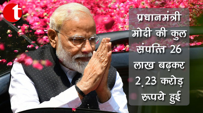 प्रधानमंत्री मोदी की कुल संपत्ति 26 लाख बढ़कर 2.23 करोड़ रुपये हुई