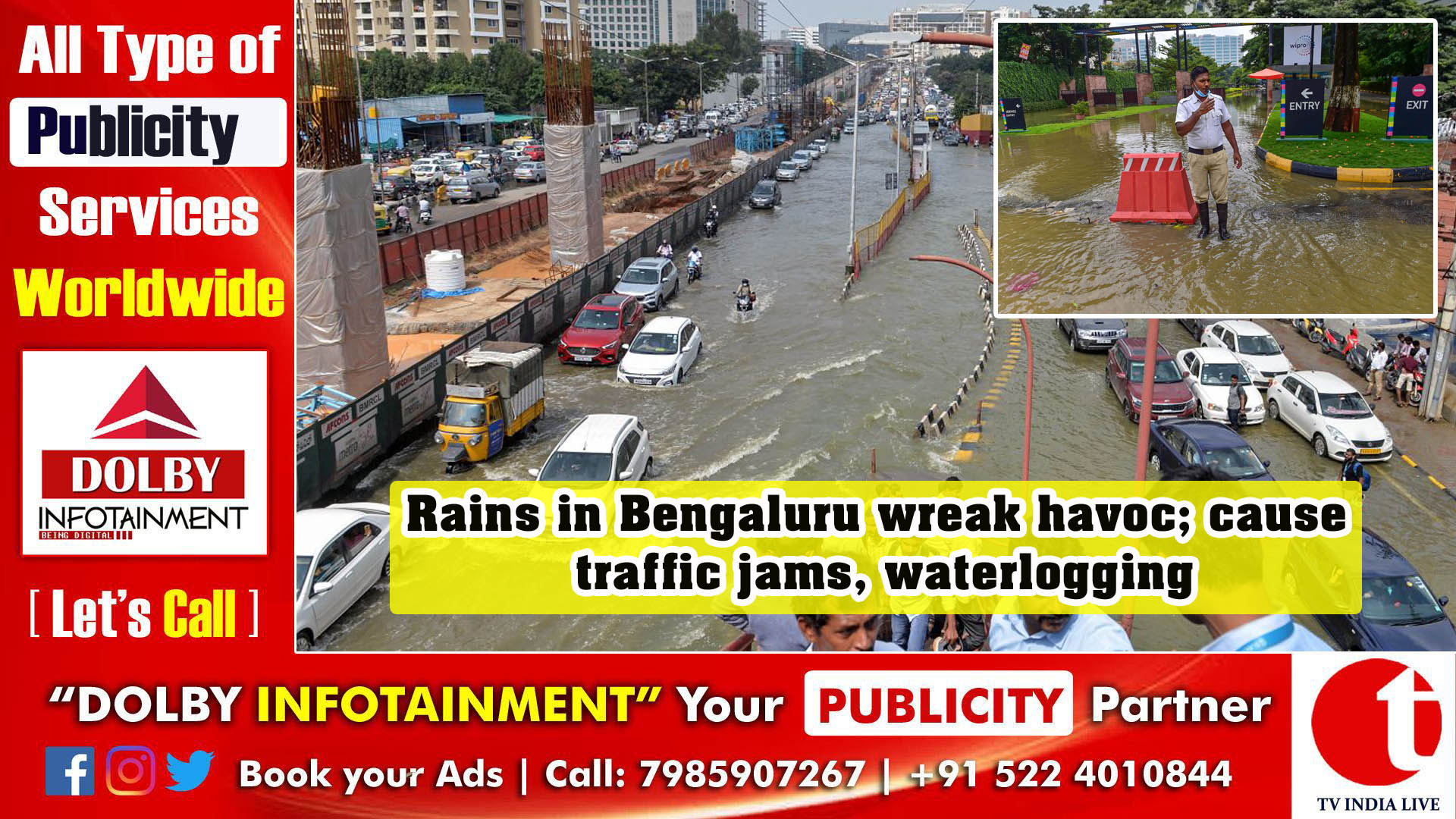 Rains in Bengaluru wreak havoc; cause traffic jams, waterlogging