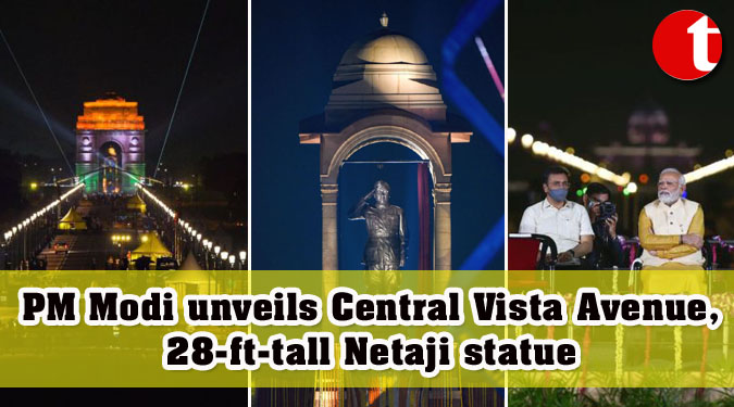 PM Modi unveils Central Vista Avenue, 28-ft-tall Netaji statue