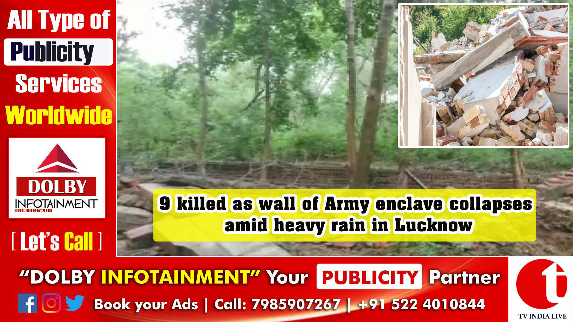 9 killed as wall of Army enclave collapses amid heavy rain in Lucknow