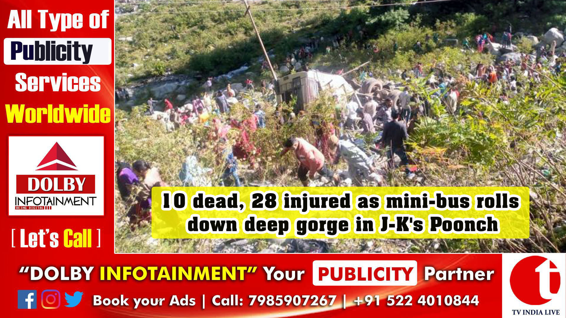 10 dead, 28 injured as mini-bus rolls down deep gorge in J-K's Poonch