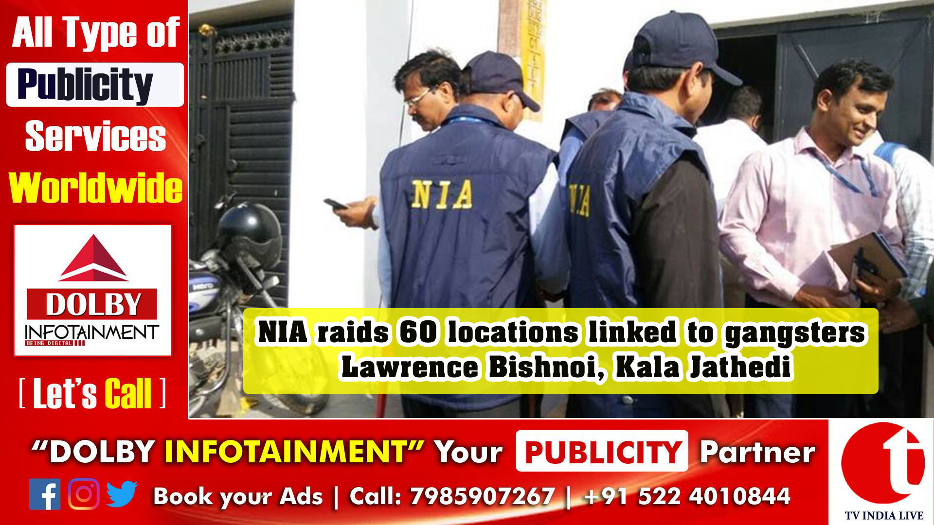 NIA raids 60 locations linked to gangsters Lawrence Bishnoi, Kala Jathedi