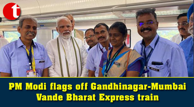 PM Modi flags off Gandhinagar-Mumbai Vande Bharat Express train