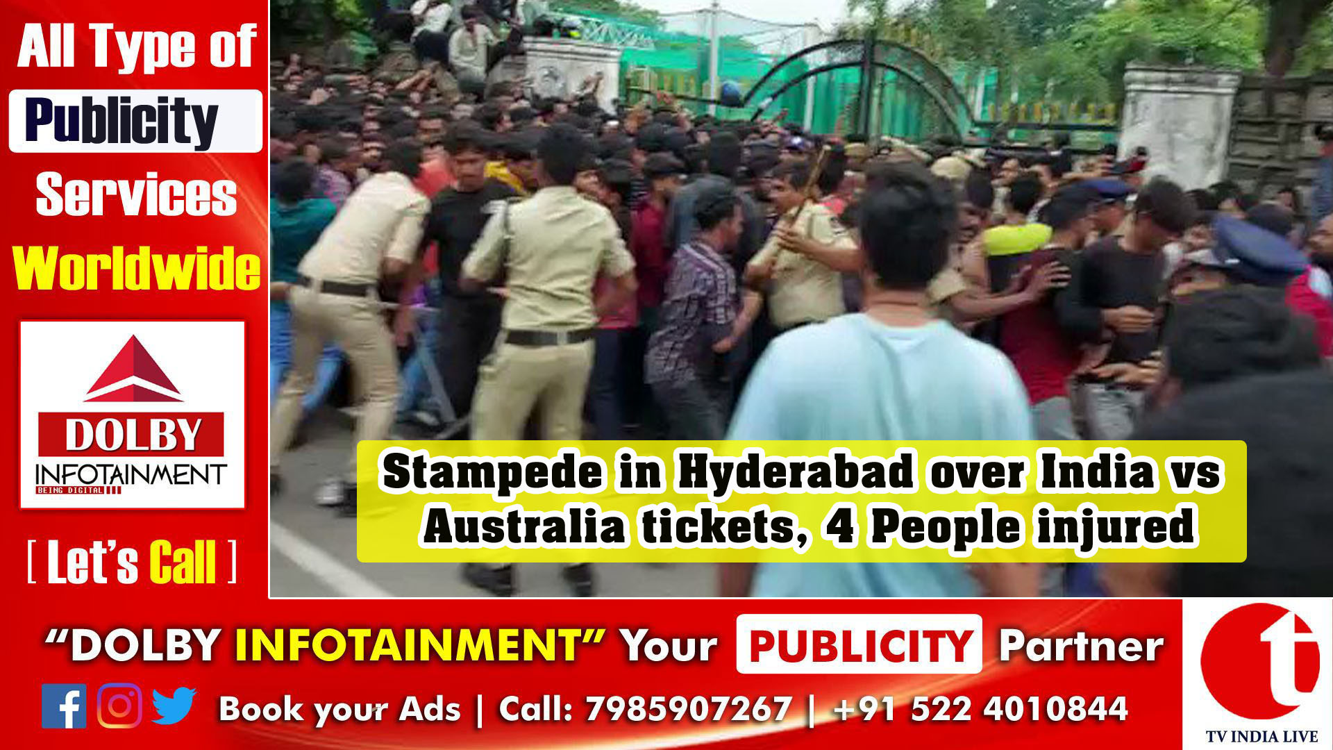 Stampede in Hyderabad over India vs Australia tickets, 4 People injured