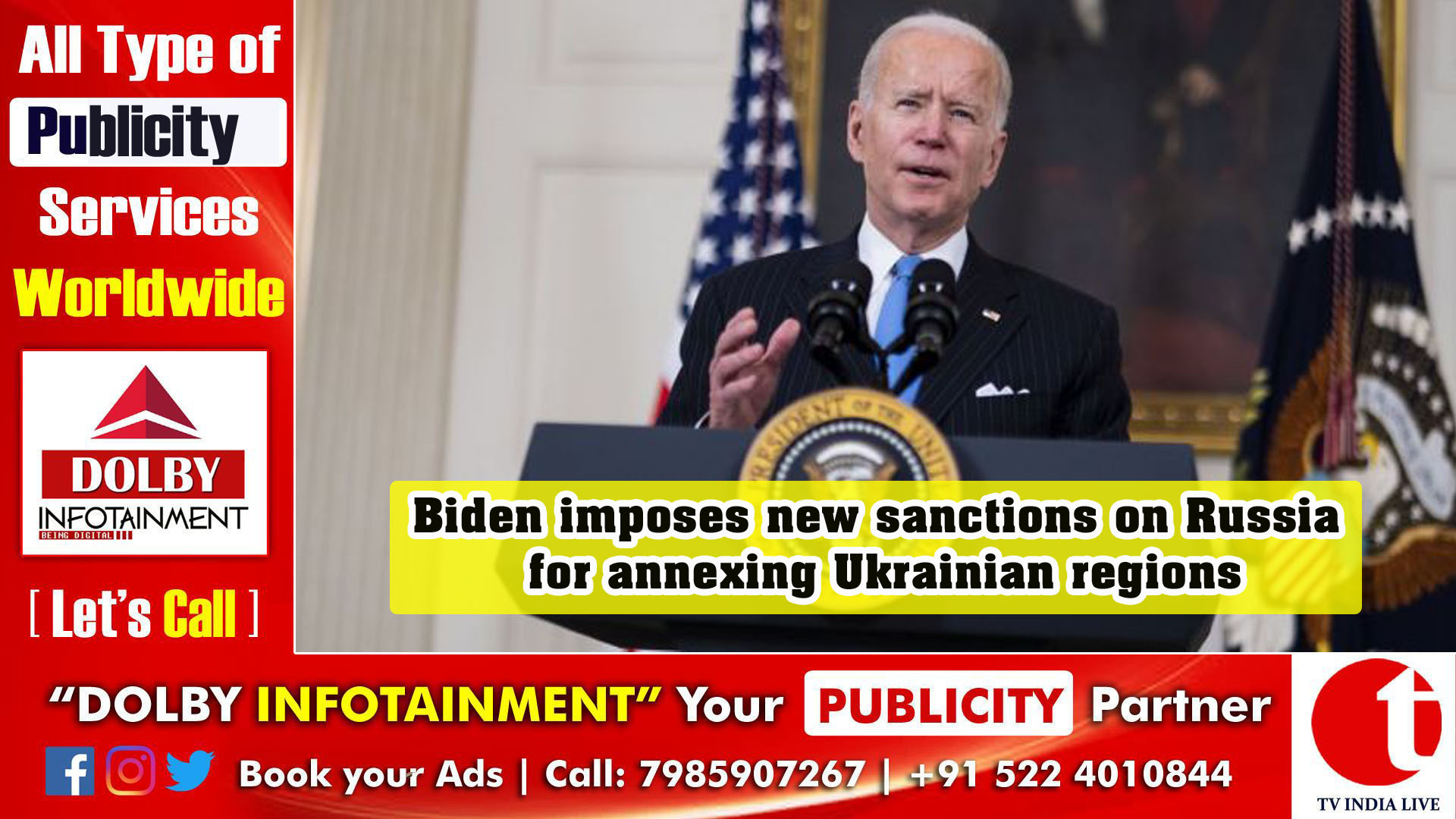 Biden imposes new sanctions on Russia for annexing Ukrainian regions