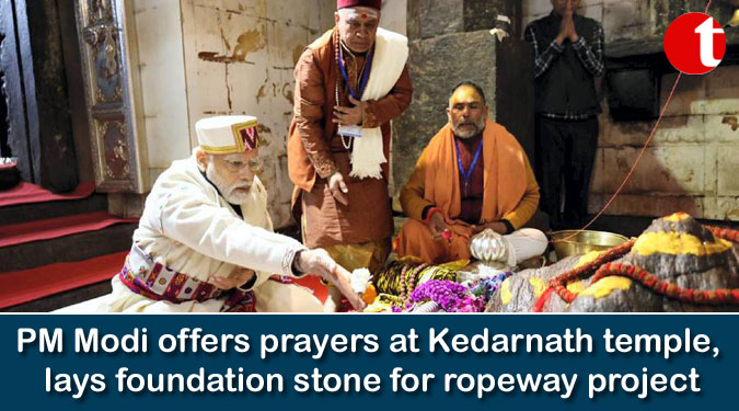 PM Modi offers prayers at Kedarnath temple, lays foundation stone for ropeway project
