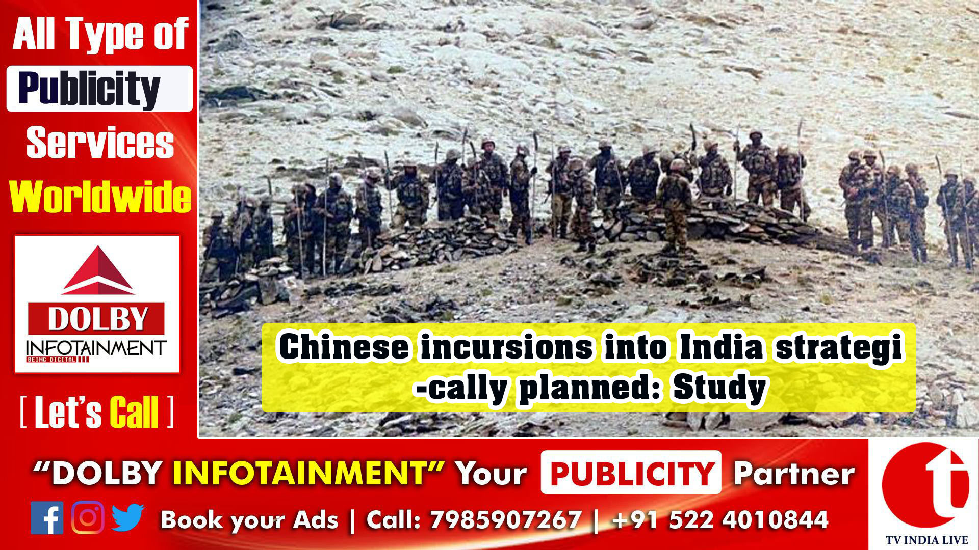 Chinese incursions into India strategically planned: Study