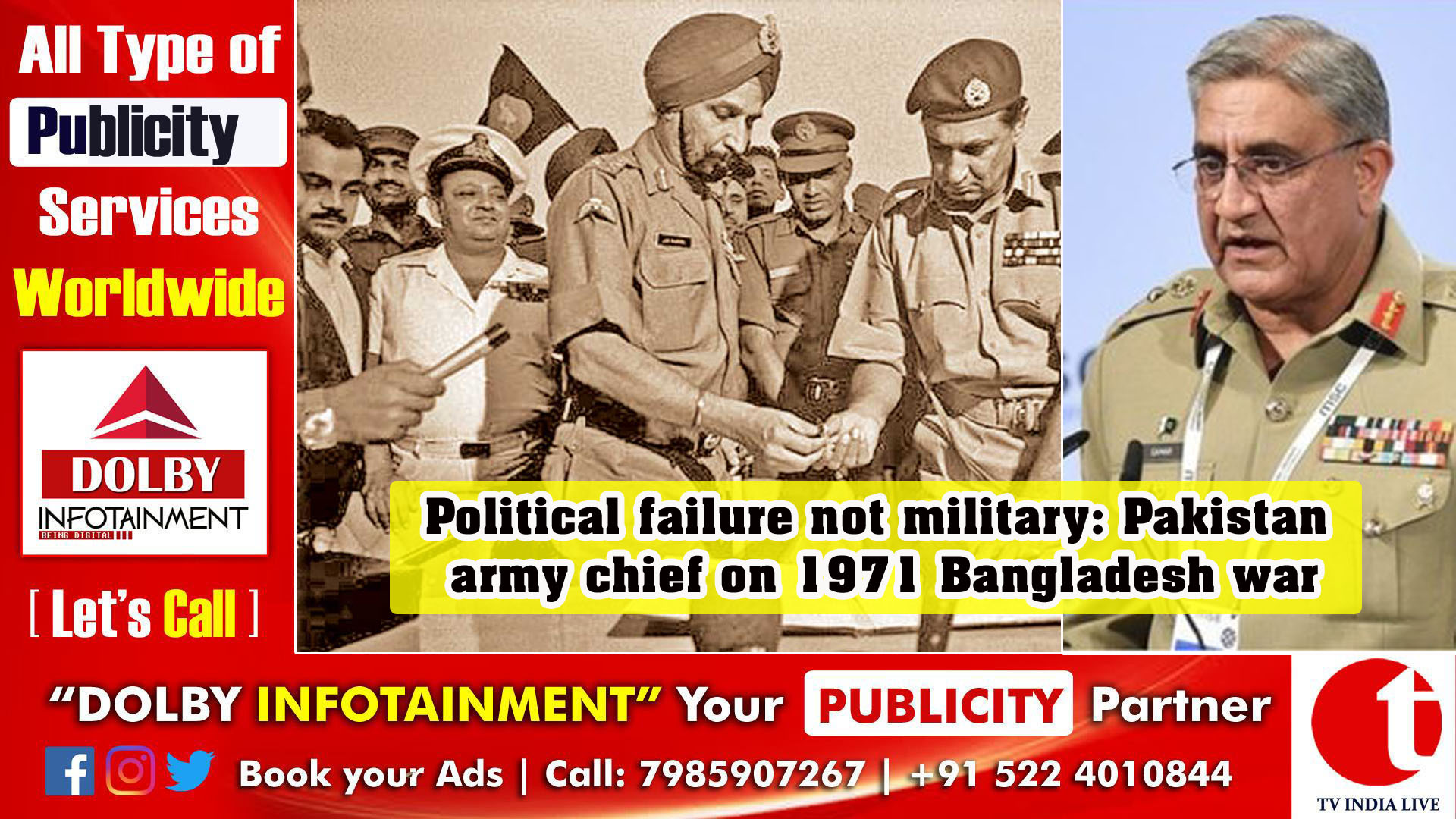 Political failure not military: Pakistan army chief on 1971 Bangladesh war
