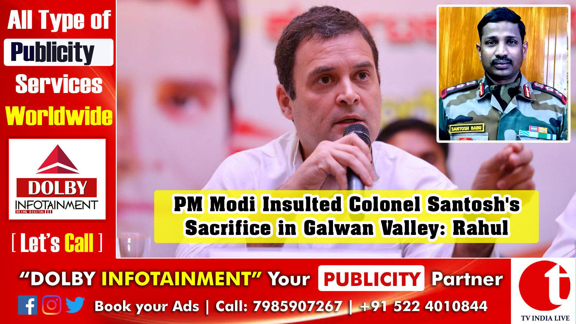 PM Modi Insulted Colonel Santosh's Sacrifice in Galwan Valley: Rahul Gandhi