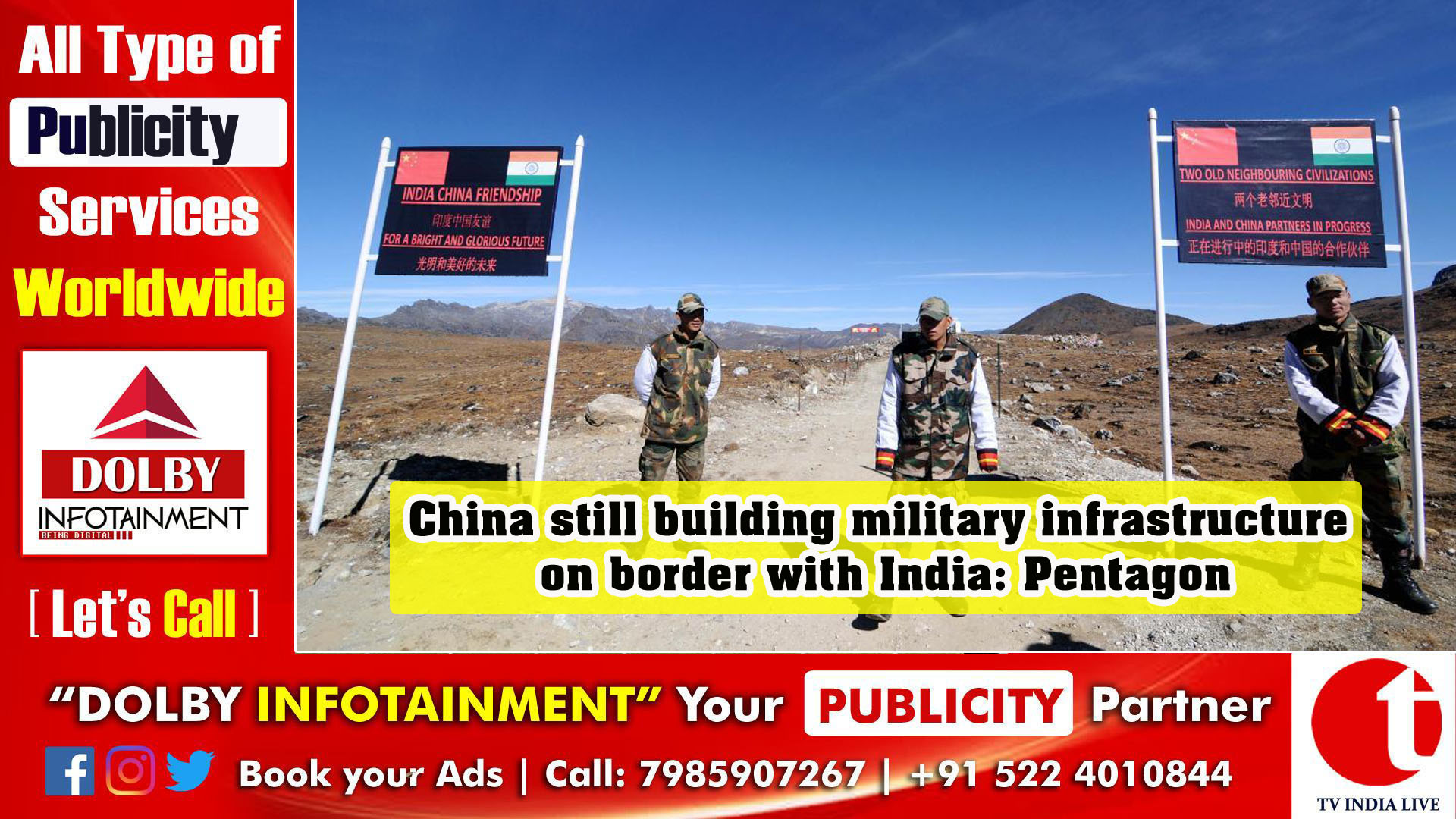 China still building military infrastructure on border with India: Pentagon