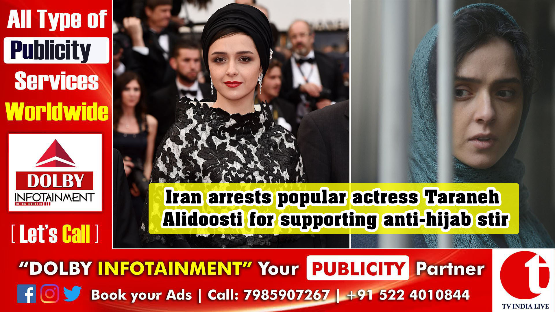 Iran arrests popular actress Taraneh Alidoosti for supporting anti-hijab stir