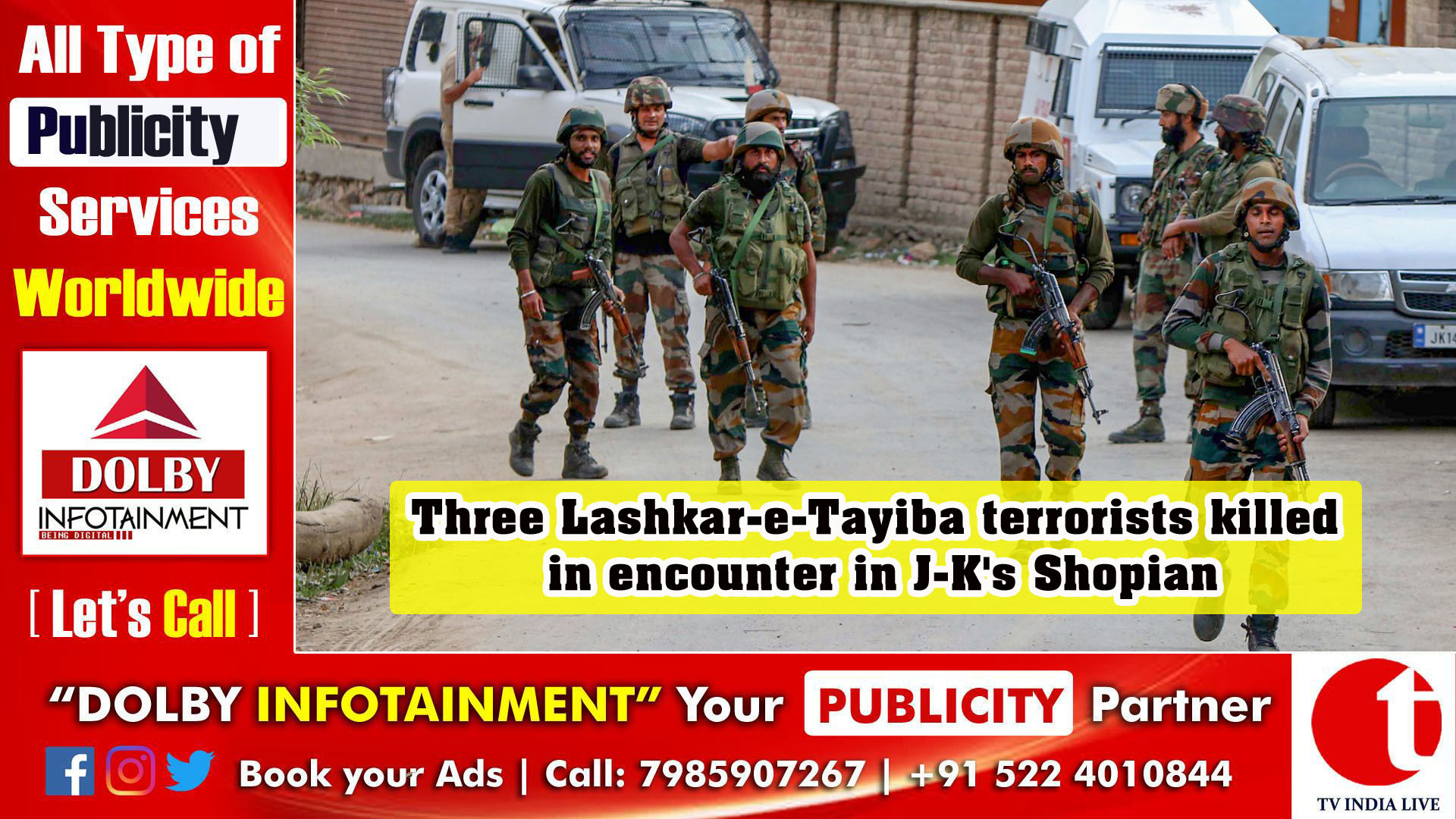 Three Lashkar-e-Tayiba terrorists killed in encounter in J-K's Shopian