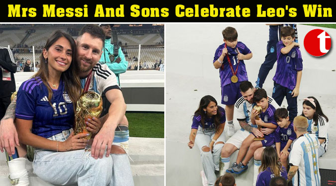 Mrs Messi And Sons Celebrate Leo's Win