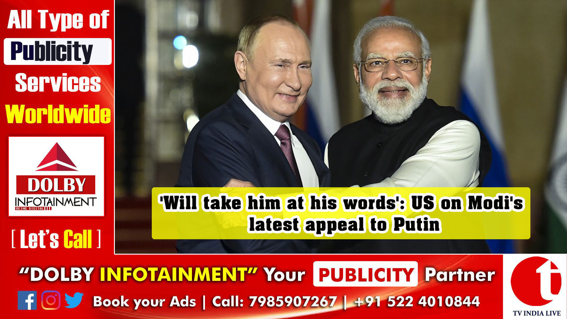 'Will take him at his words': US on Modi's latest appeal to Putin