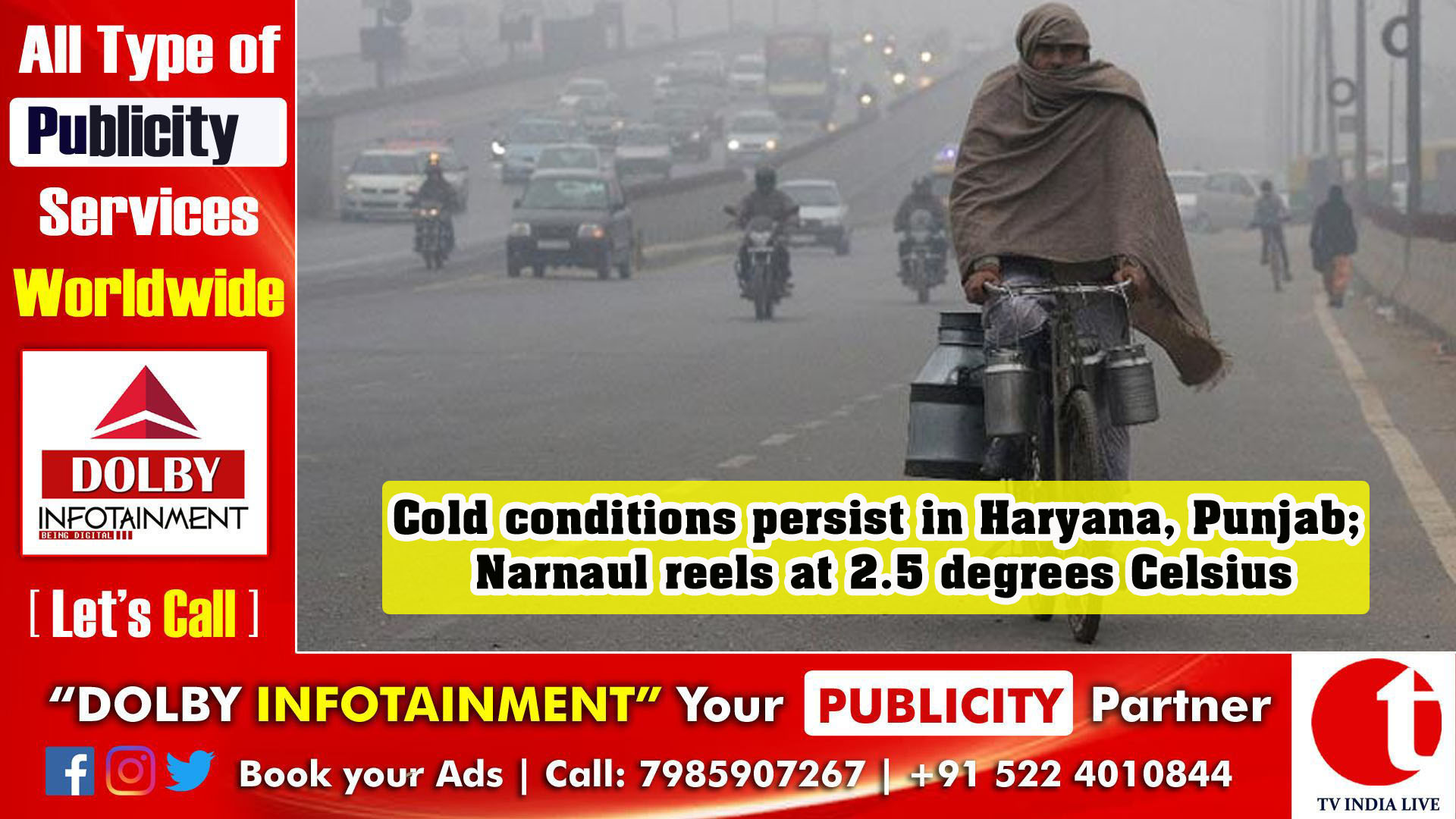 Cold conditions persist in Haryana, Punjab; Narnaul reels at 2.5 degrees Celsius