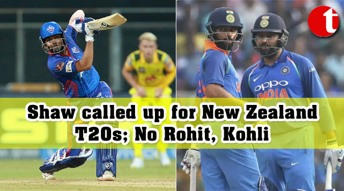 Shaw called up for New Zealand T20s; No Rohit, Kohli