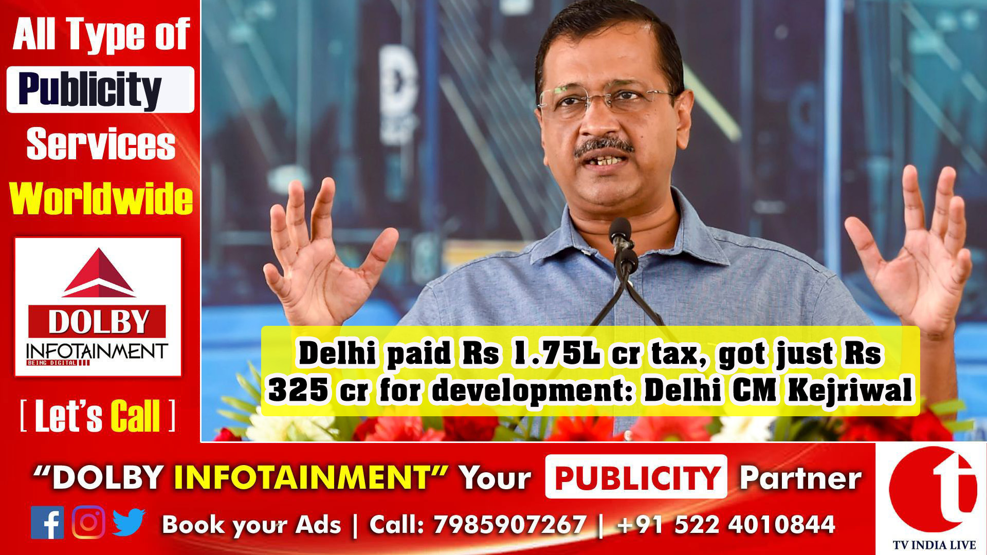 Delhi paid Rs 1.75L cr tax, got just Rs 325 cr for development: Delhi CM Kejriwal