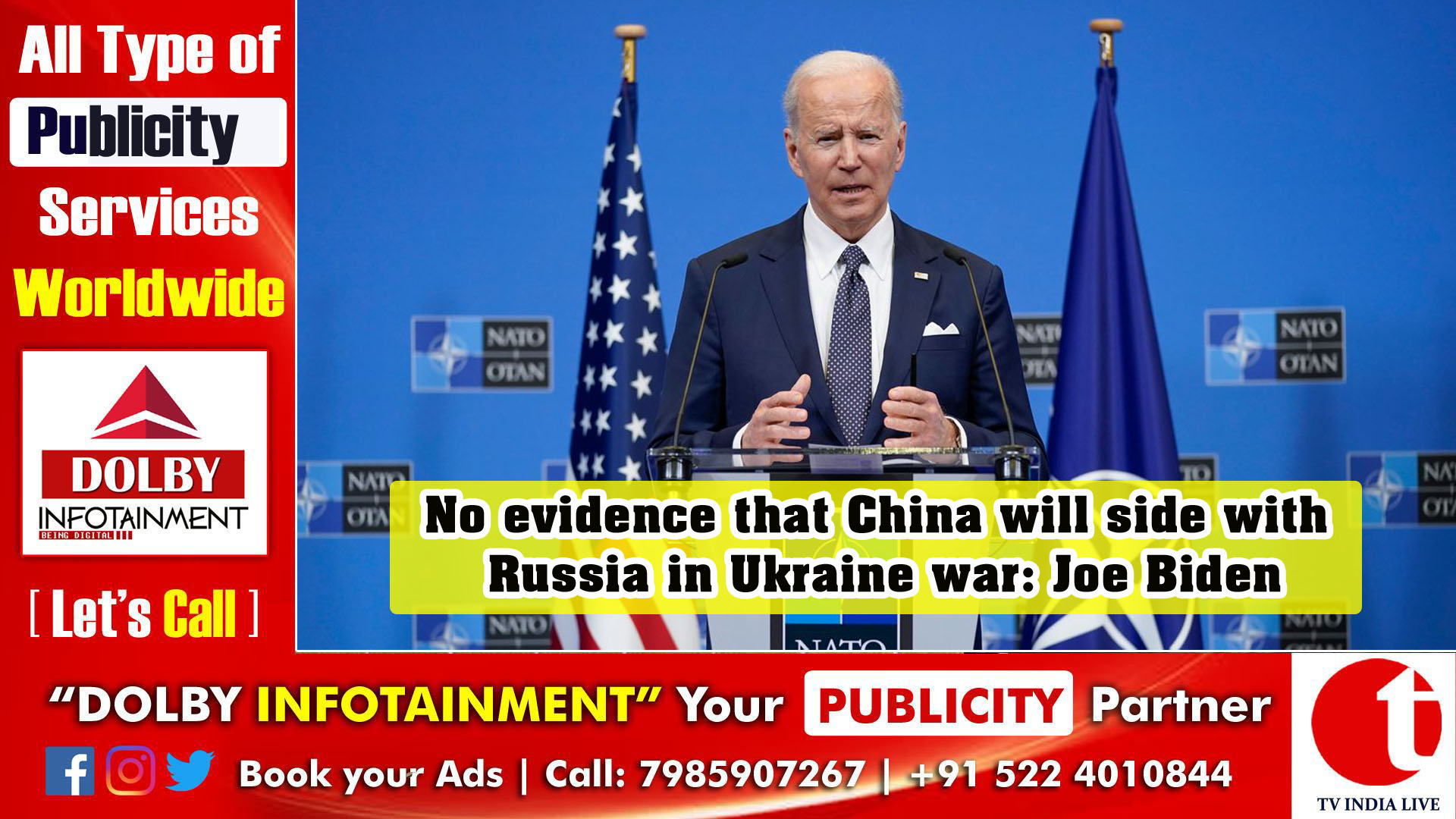 No evidence that China will side with Russia in Ukraine war: Joe Biden