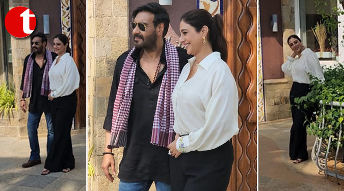 Ajay Devgn, Tabu reached Mumbai's Sun & Sands Hotel to promote their movie 'Bhola'