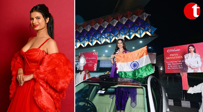 ‘Mrs. Universe-2023’ runner-up Priya Srivastava received a warm welcome in the capital