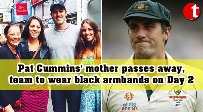 Pat Cummins' mother passes away, team to wear black armbands on Day 2