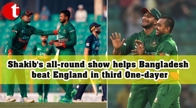 Shakib’s all-round show helps Bangladesh beat England in third One-dayer