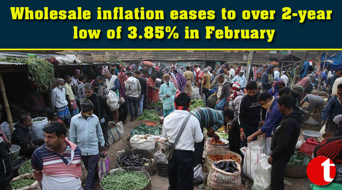 Wholesale inflation eases to over 2-year low of 3.85% in February