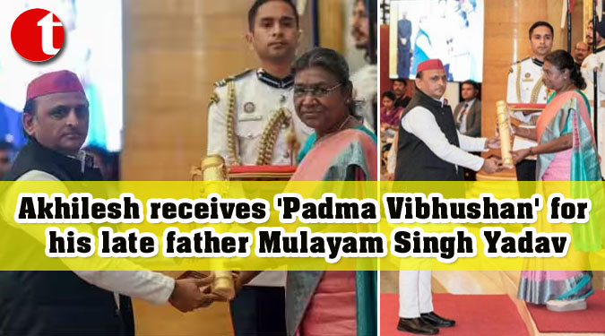 Akhilesh receives ‘Padma Vibhushan’ for his late father Mulayam Singh Yadav