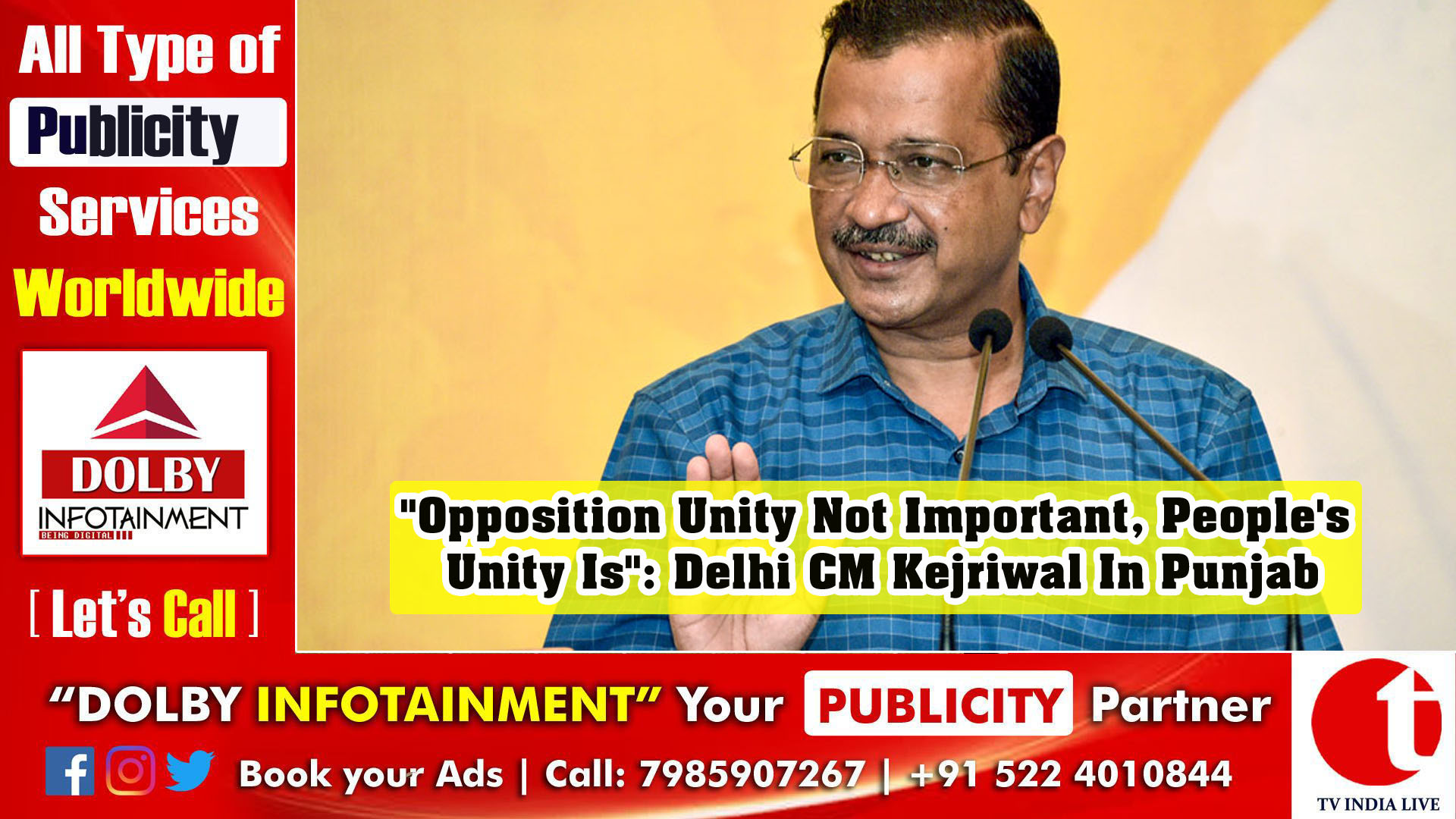 "Opposition Unity Not Important, People's Unity Is": Delhi CM Kejriwal in Punjab