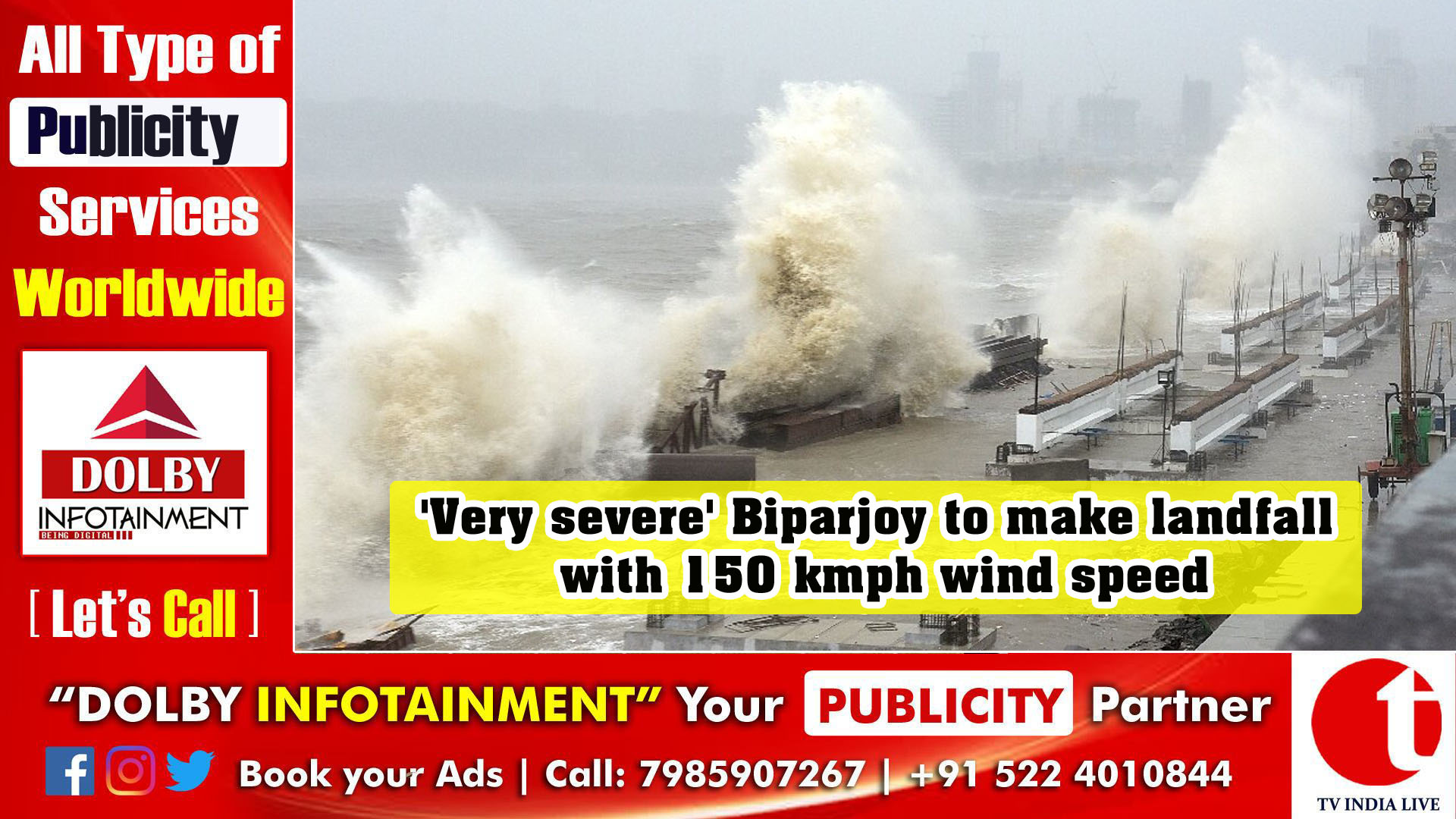 'Very severe' Biparjoy to make landfall with 150 kmph wind speed