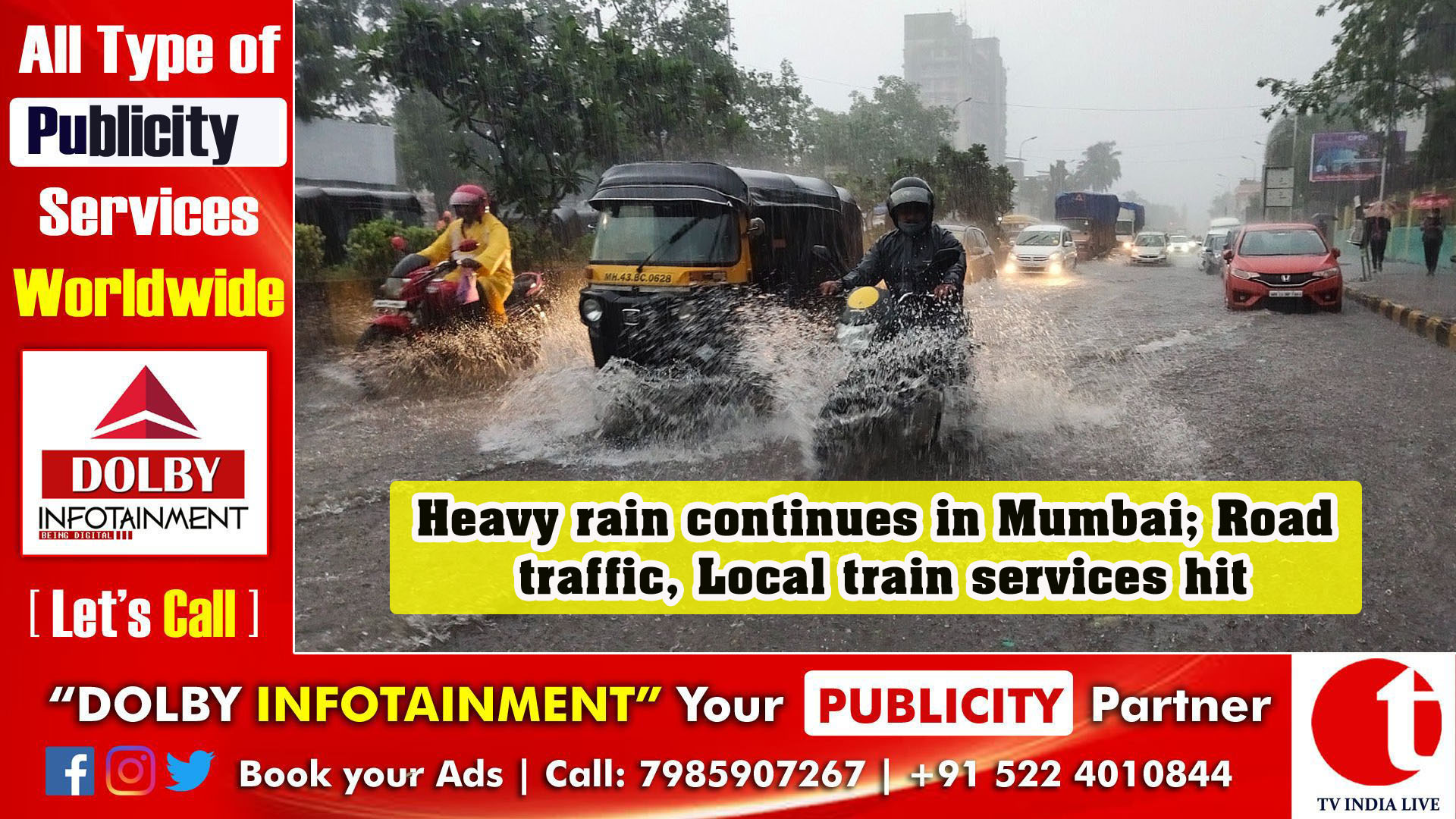 Heavy rain continues in Mumbai; Road traffic, Local train services hit