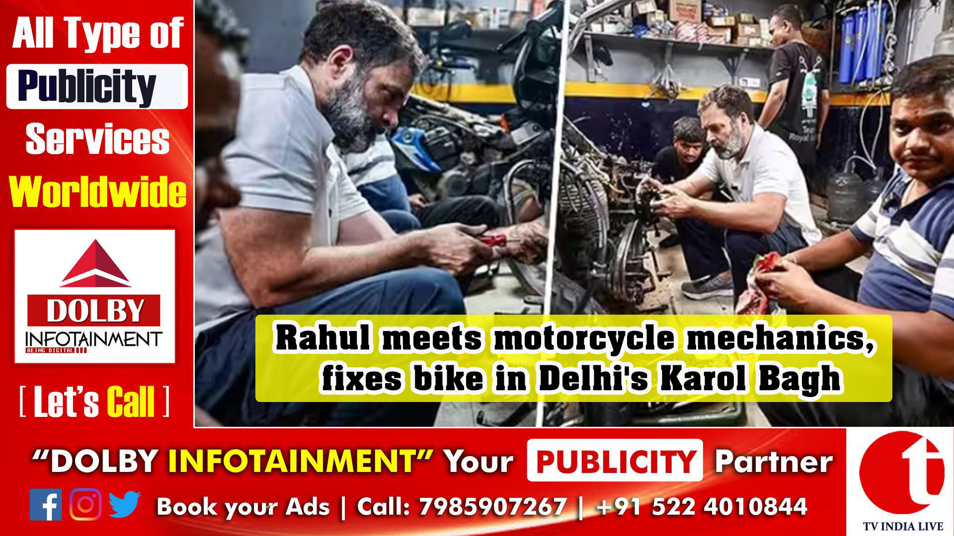 Rahul Gandhi meets motorcycle mechanics, fixes bike in Delhi's Karol Bagh