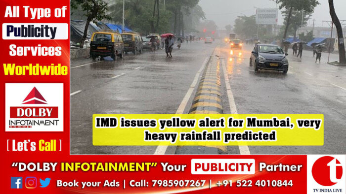 IMD issues yellow alert for Mumbai, very heavy rainfall predicted