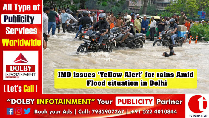 IMD issues ‘Yellow Alert’ for rains Amid Flood situation in Delhi