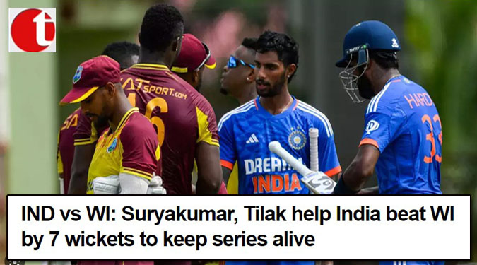 IND vs WI: Suryakumar, Tilak help India beat WI by 7 wickets to keep series alive