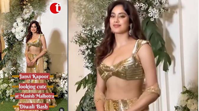 Janvi Kapoor looking cute at Manish Malhotra Diwali Bash