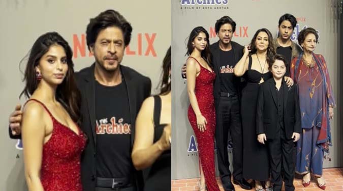 Shah Rukh Khan holds daughter Suhana's hand