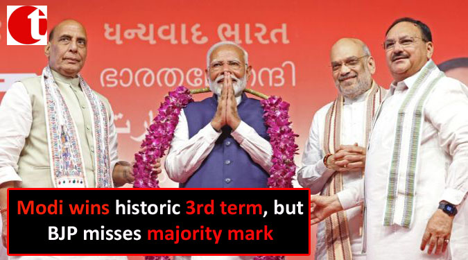 Modi wins historic 3rd term, but BJP misses majority mark