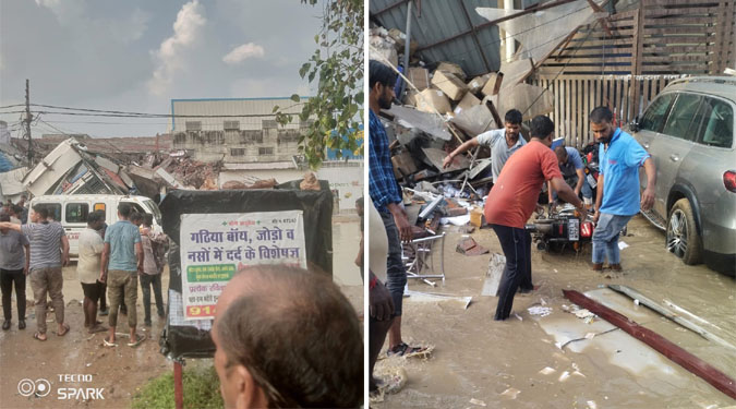 लखनऊ: ट्रांसपोर्ट नगर में बड़ा हादसा, बिल्डिंग गिरने से दबे कई लोग, राहत और बचाव कार्य जारी