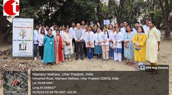 Amity Institute of Pharmacy students paid tribute to Ratan Tata by planting trees