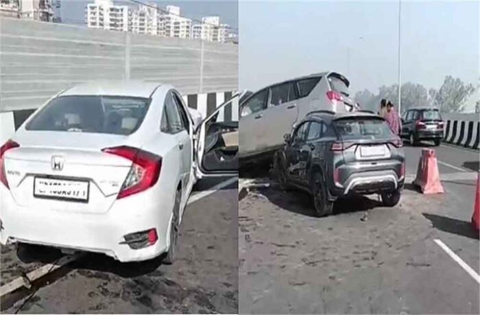 फरीदाबाद जिले में आपस में टकराईं 3 गाड़ियां, कई लोग घायल