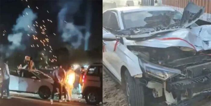 ग्वालियर-इटावा नेशनल हाइवे पर तेज रफ्तार कार खड़े ट्राला में घुसी, तीन की मौत
