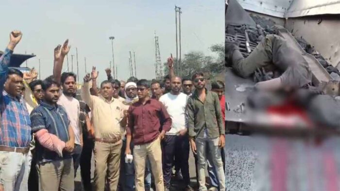 कुसमुंडा खदान में मजदूर की मौत, परिजनों ने मजदूरों के साथ किया प्रदर्शन
