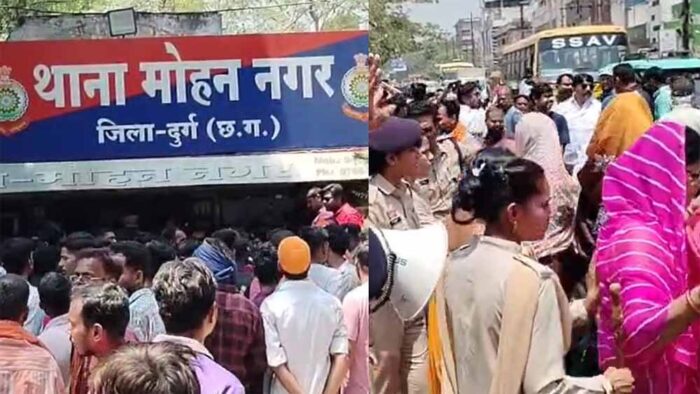 कार में बच्ची का शव मिलने से आक्रोशित लोगों ने किया थाने का घेराव, शव लेकर धरने पर बैठे परिजन